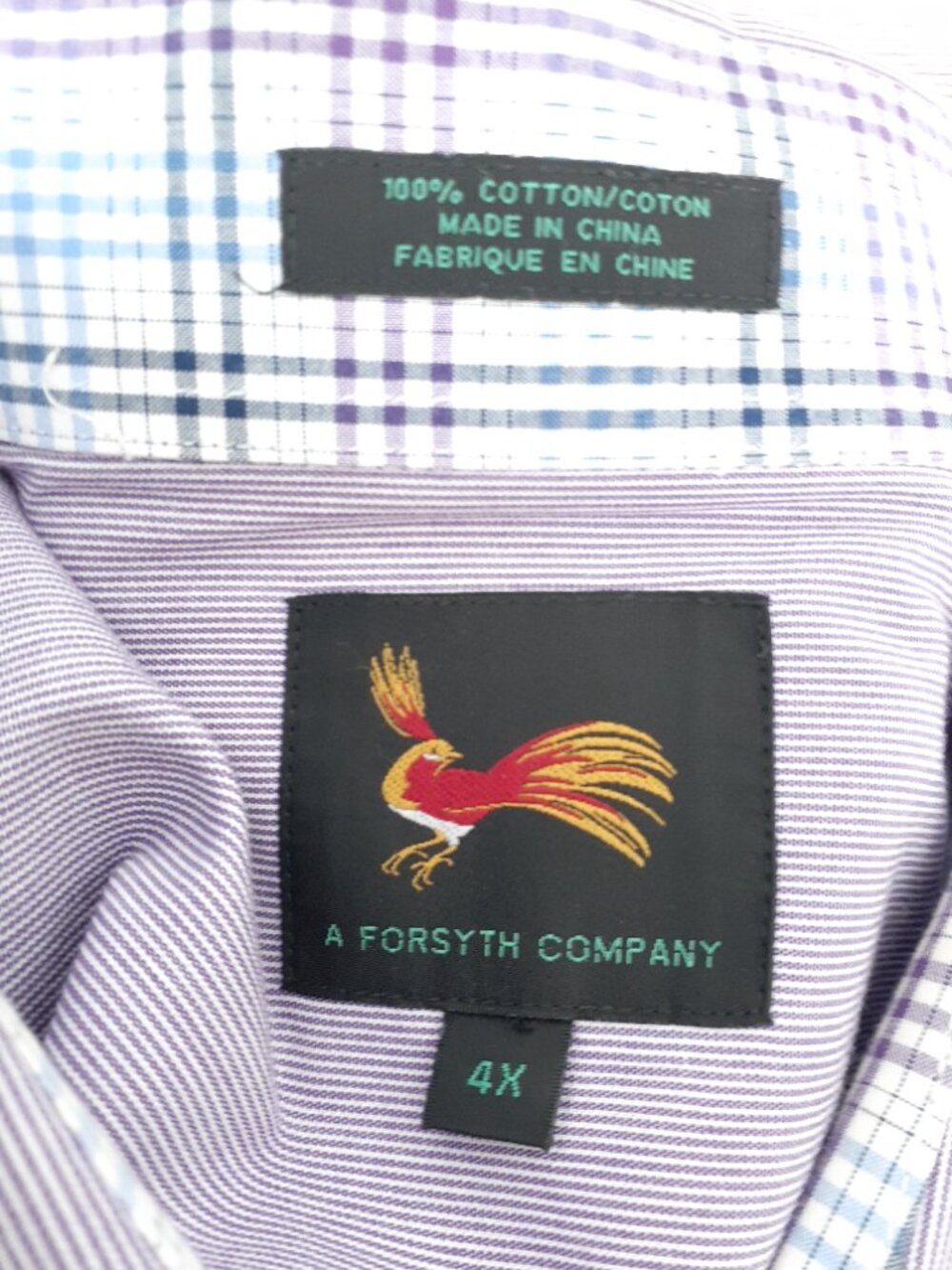 A Forsyth Company Mens Dress Shirt 4X Long Sleeve Purple Pinstripe 788A - Picture 3 of 4